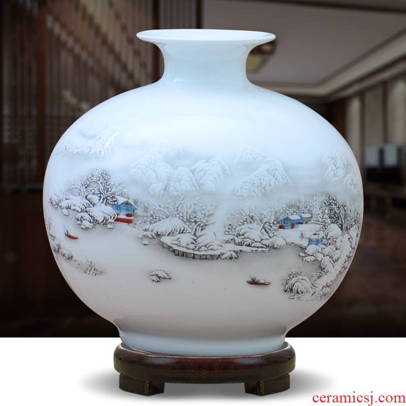 Jingdezhen ceramics vase furnishing articles sitting room flower arranging creative modern Chinese rich ancient frame pomegranate craft ornaments