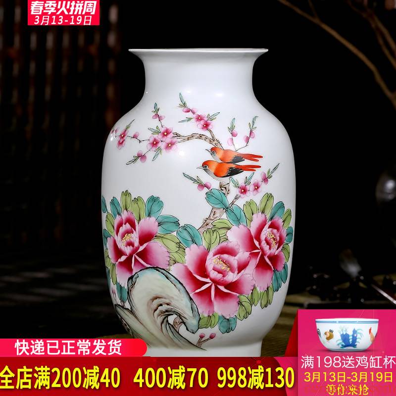 Jingdezhen ceramics celebrity Xia Guoan hand - made peony vases, modern Chinese style living room decoration as furnishing articles