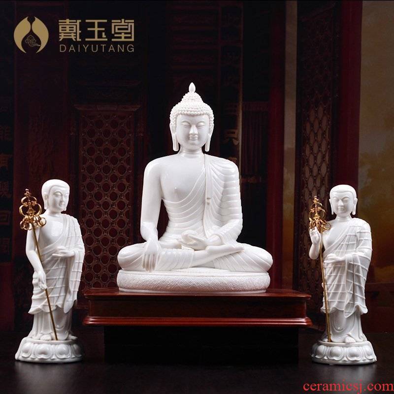 Yutang dai dehua porcelain its art collection place three Buddha shakyamuni Buddha D01-074