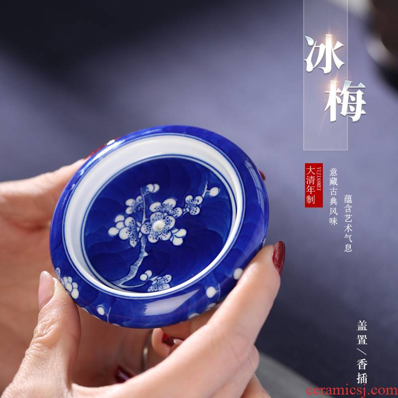 Hand made blue ice may cover the set/sweet and pure checking jingdezhen ceramic tea accessories