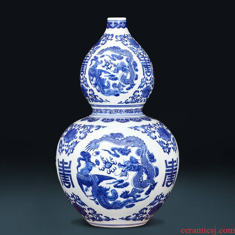 Jingdezhen blue and white in extremely good fortune gourd bottle hand - made ceramic vase archaize sitting room feng shui plutus porcelain furnishing articles