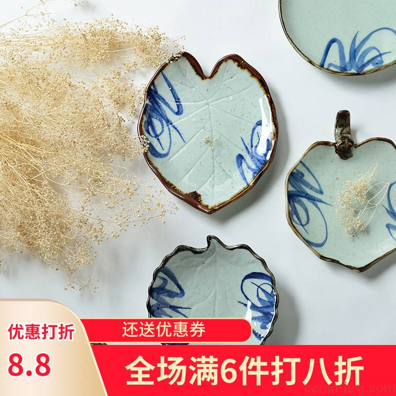 Three points ceramics whelan abnormity irregular snack plate of Japanese matcha cake to use creative dessert dish features dishes