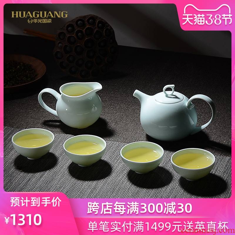 Uh guano celadon ceramics China tea service suit kung fu tea set porcelain tea set tea service combination of green cloud