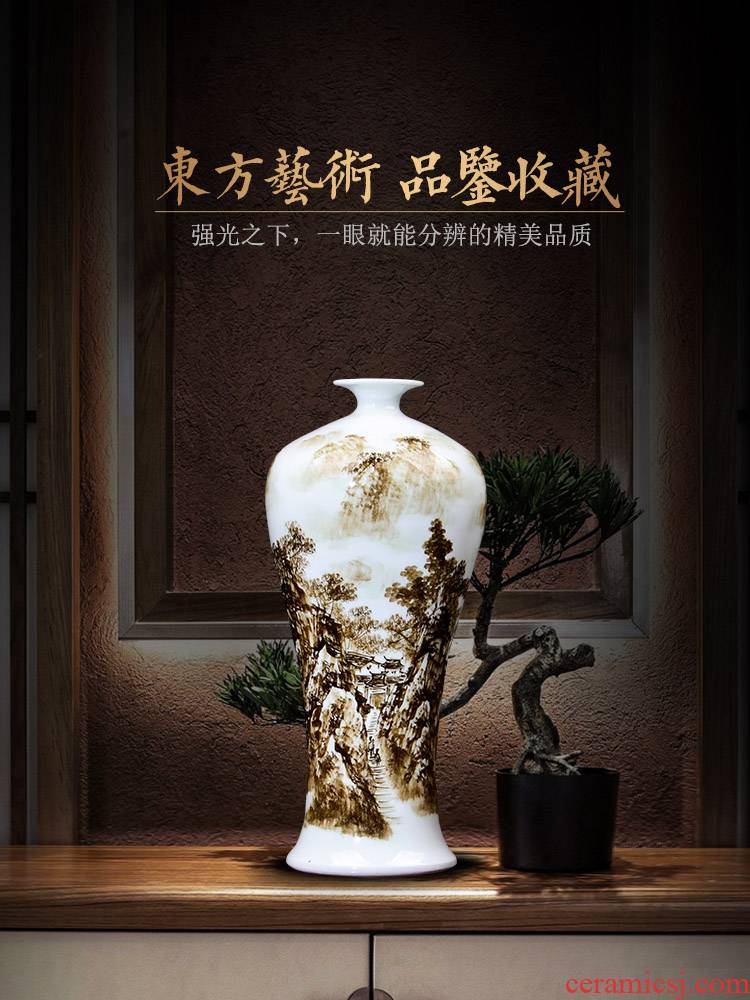 Jingdezhen blue and white porcelain manual hand - made dried flowers sitting room place vase modern new Chinese style decoration decoration