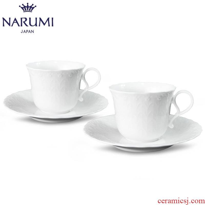 Japan NARUMI song sea silky white double tea/coffee cups and saucers suit ipads China 9072-21633