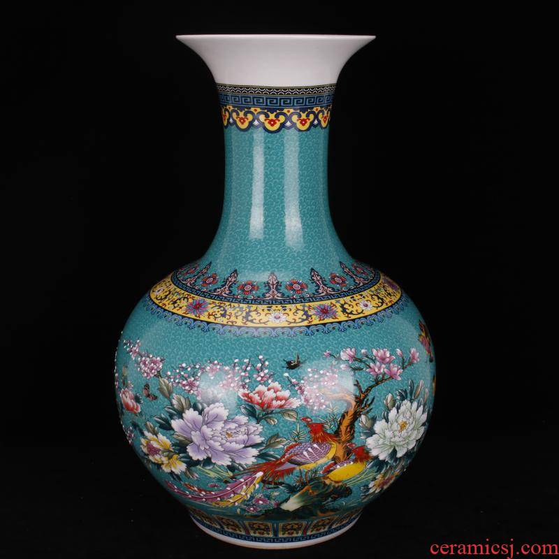 Jingdezhen imitation qianlong antique colored enamel painting of flowers and the ground is great reward a bottle of Chinese style classical Ming and the qing dynasty vase furnishing articles