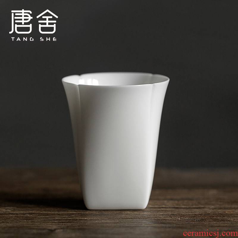 Don difference up dahongpao rock sample tea cup cup dehua white porcelain line of square cup ceramic masters cup charm of single cup home