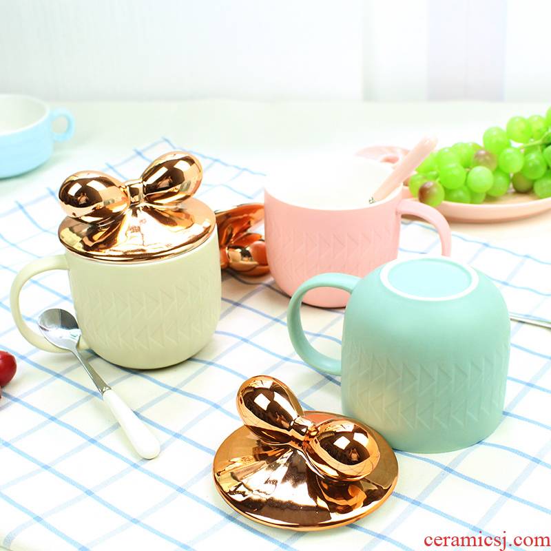 Love graces 18 new plating rose gold fashion ceramic cup grinding heat insulation creative mark cup milk cup
