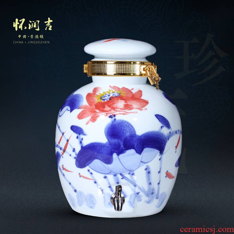 Jingdezhen ceramic jars hand - made porcelain lotus jars 10 jins 20 jins 30 jins of 50 pounds it household altar wine