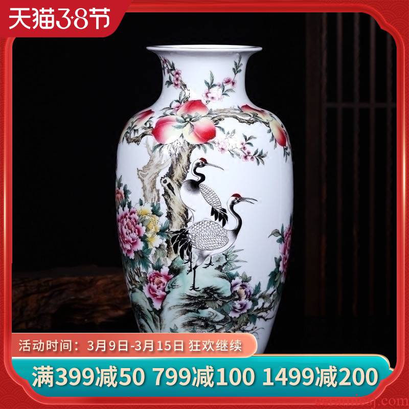 Jingdezhen ceramics vase hand - made pine crane, flower arranging new Chinese style living room decoration crafts porch place