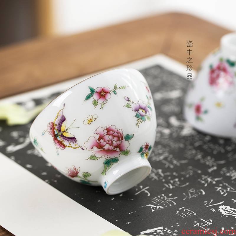 The New pastel hand - made recent masters cup sample tea cup kung fu jingdezhen checking tea cups
