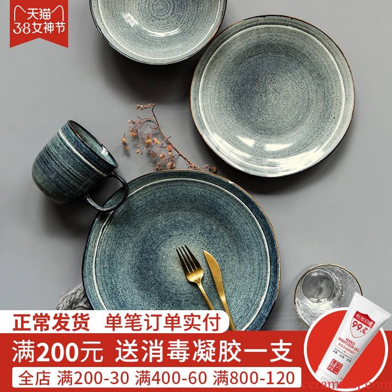 Jian Lin creative western flat European - style ceramic household utensils dish bowl suit large variable glaze in Finland