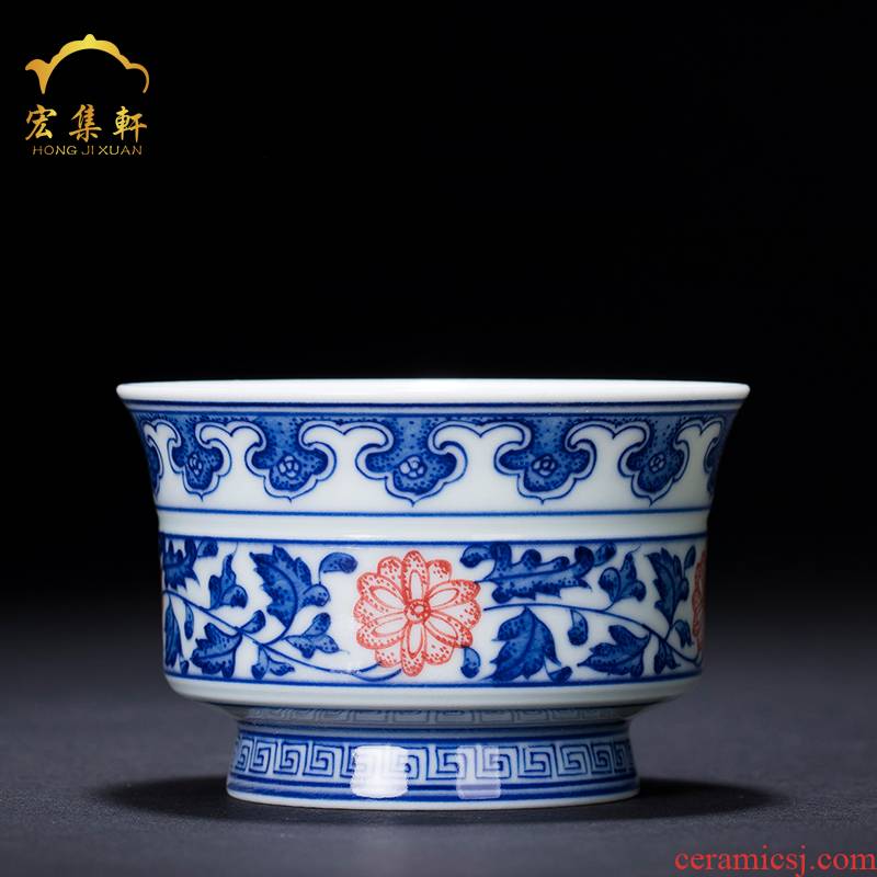 Jingdezhen ceramic teacups hand - made porcelain fragrance - smelling cup tie up branch lotus master single CPU personal hand tea youligong