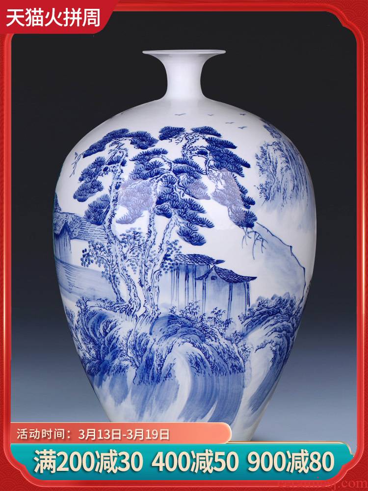 Jingdezhen ceramics by hand draw water bottle of blue and white porcelain vase flowers sitting room adornment handicraft furnishing articles