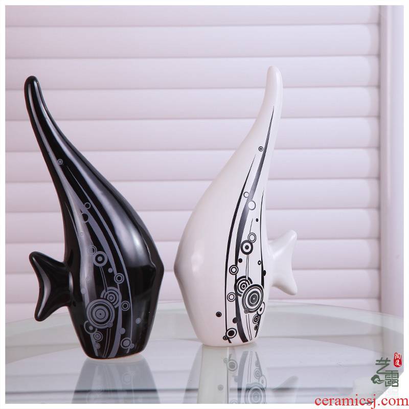 Lovers kiss fish household adornment fashion ceramic crafts furnishings move furnishing articles