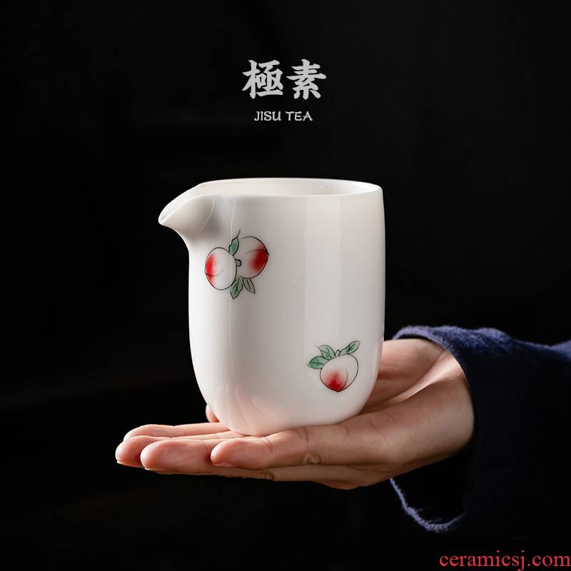 Pole element | peach jade porcelain household kung fu tea set points ceramic cups of tea sea fair keller cup points of tea ware