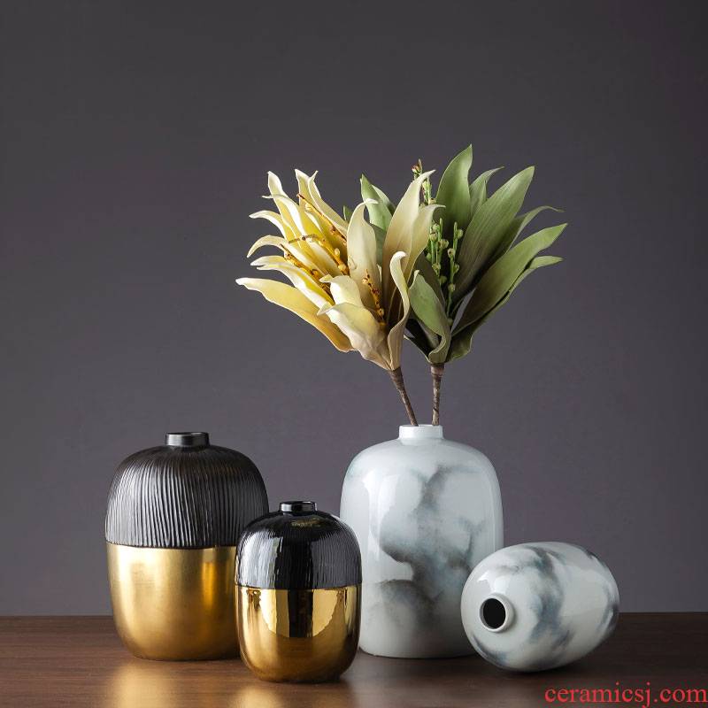Ceramic flower furnishing articles sitting room adornment I and contracted creative household Ceramic table flower arranging flowers