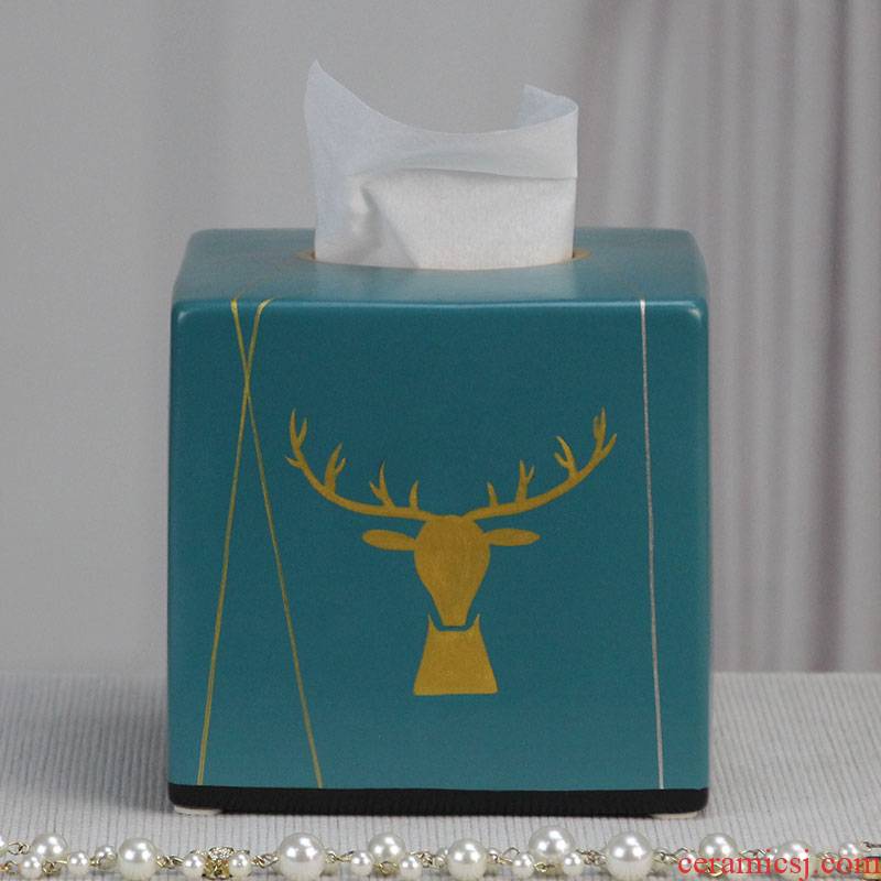 I and contracted light key-2 luxury decoration square tissue box tea table napkin box pick a ceramic paper carton box table furnishing articles