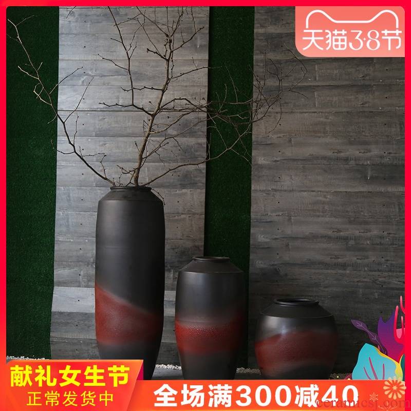 Jingdezhen retro nostalgia coarse TaoHua implement creative manual of large vases, ceramic flower decoration villa furnishing articles