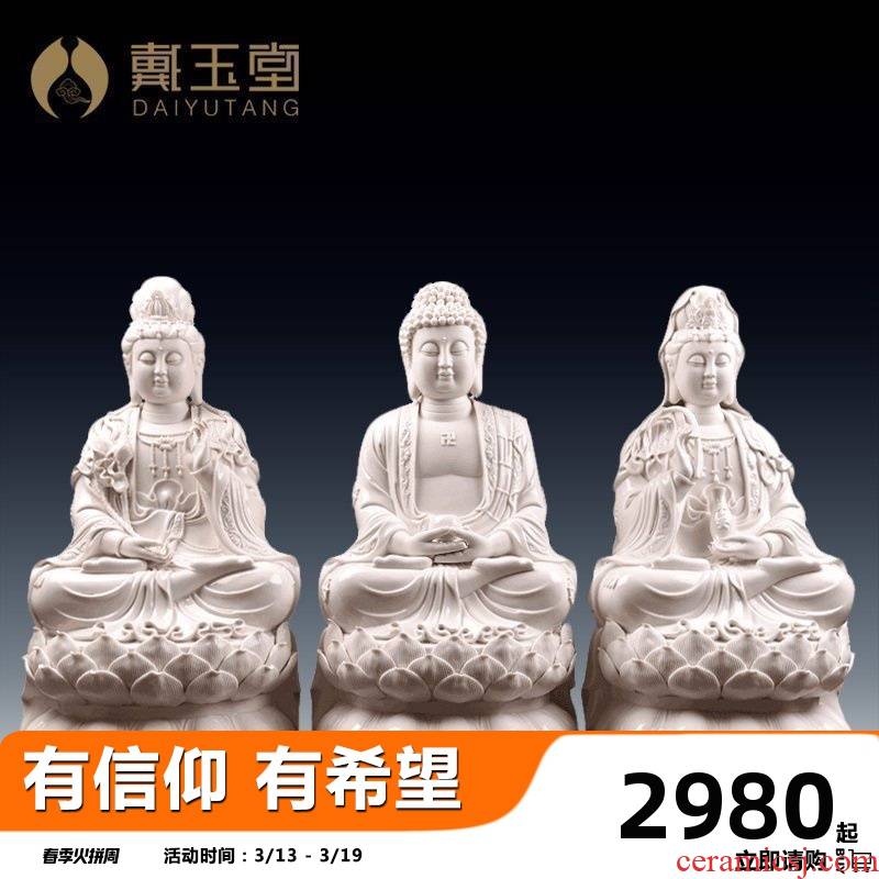 24 inches large porcelain carving furnishing articles yutang dai dehua white porcelain ceramic western three holy spirit like Buddha enshrined at home
