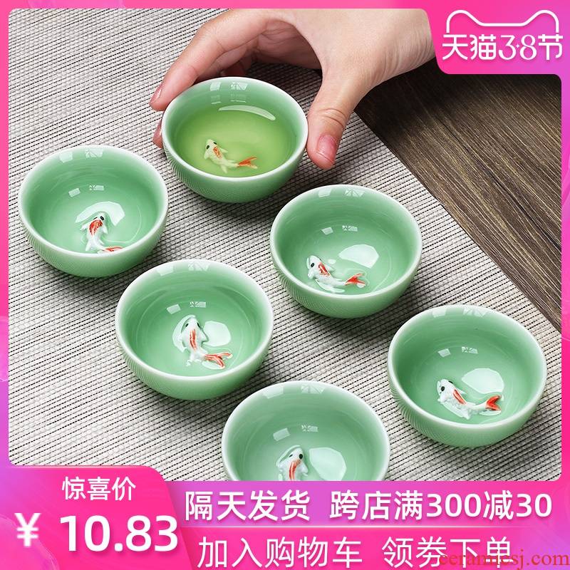Leopard lam, kung fu small ceramic cups of tea light bowl tea master sample tea cup purple sand cup tea of blue and white porcelain