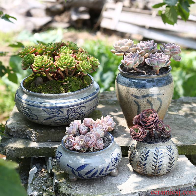 Most Small platter flowerpot of ceramics in jingdezhen Korean, fleshy meat basin of creative move coarse pottery breathable wholesale