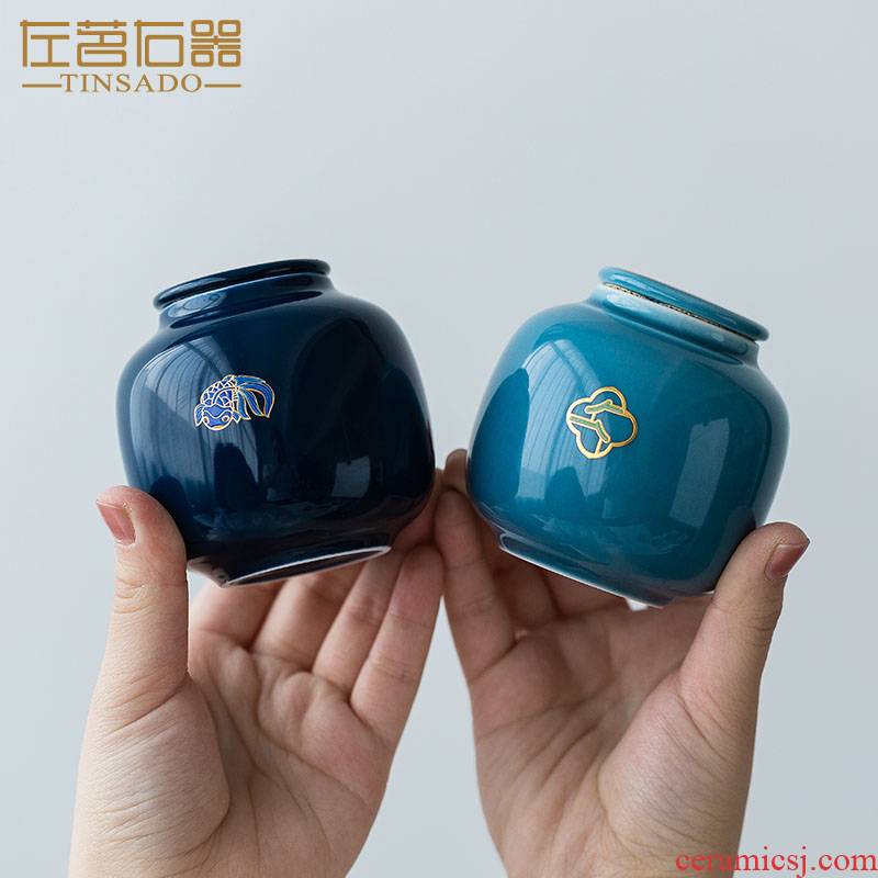 Color glaze with caddy fixings Japanese household ceramics POTS small tea caddy fixings portable mini travel seal pot