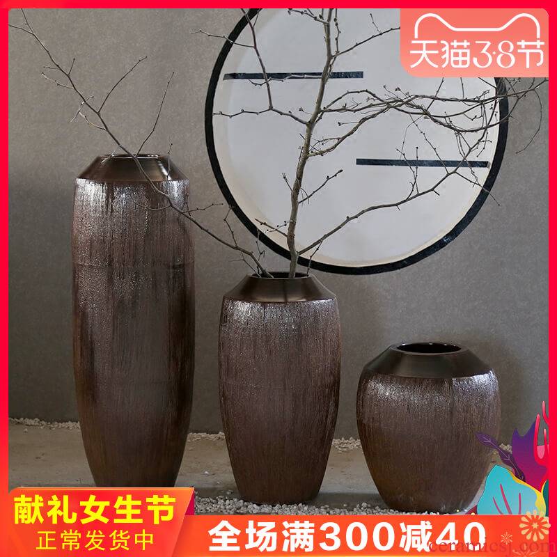 Retro nostalgia pottery decorative amphora landing jingdezhen ceramic furnishing articles manually flower receptacle villa large vase