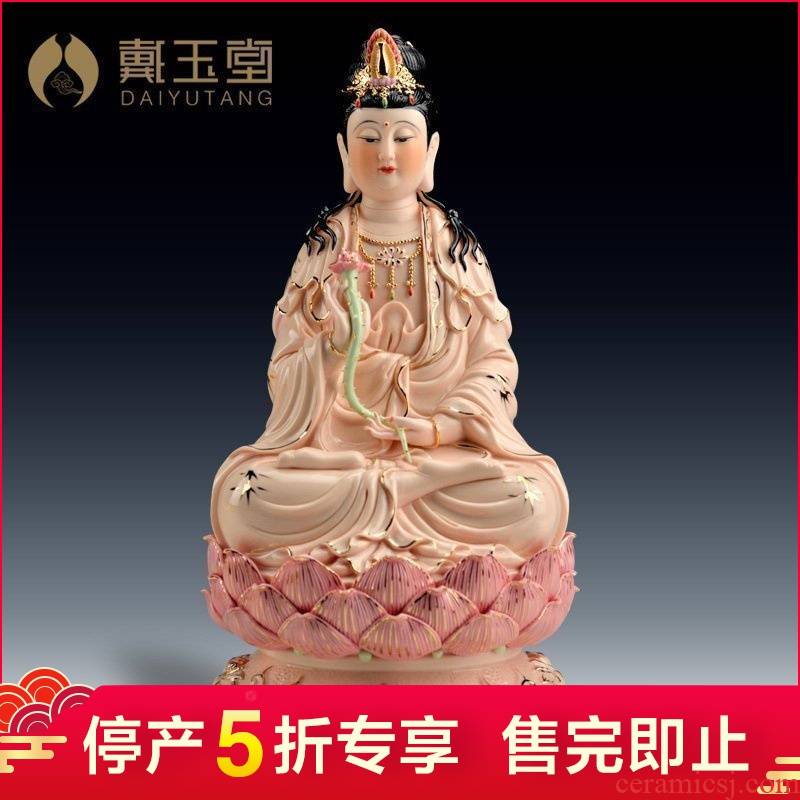 Dehua ceramic production 5 fold 】 【 bodhisattva figure of Buddha temple furnishing articles/gold full lotus trend to 14 inches