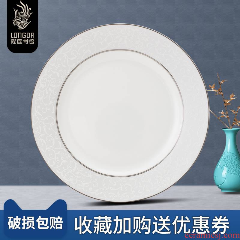 Ronda about ipads porcelain tableware Barcelona 10 inch flat FanPan household ceramic dish plate embossed white gold plate