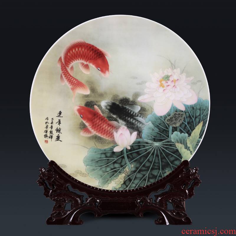 Jingdezhen ceramics decoration hanging dish circular plate in successive years more Chinese style porch office handicraft furnishing articles