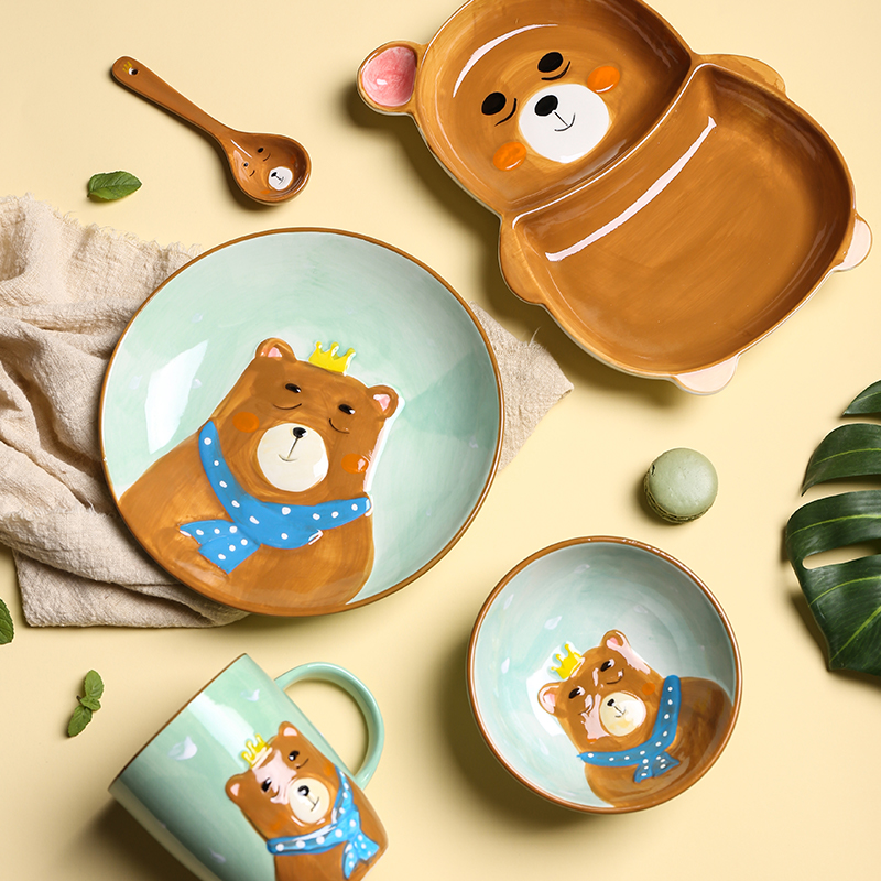 Express animals ceramic tableware frame plate meal plate suit household idea to eat your job baby's suit