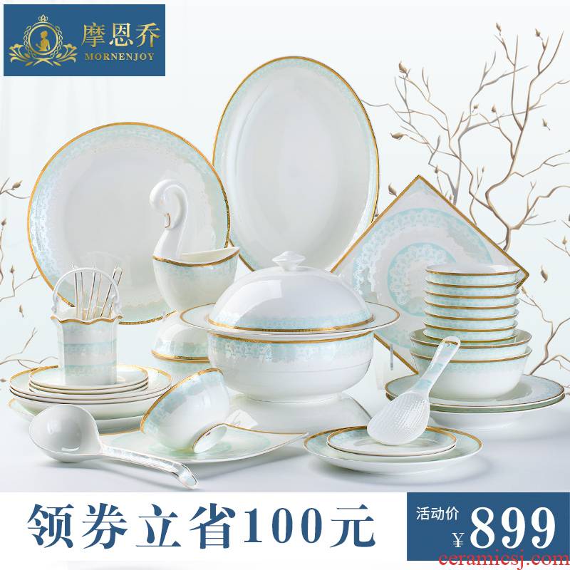 Jingdezhen high - grade ipads China tableware suit Nordic ipads bowls, high - grade ceramic dishes dishes suit household light of key-2 luxury