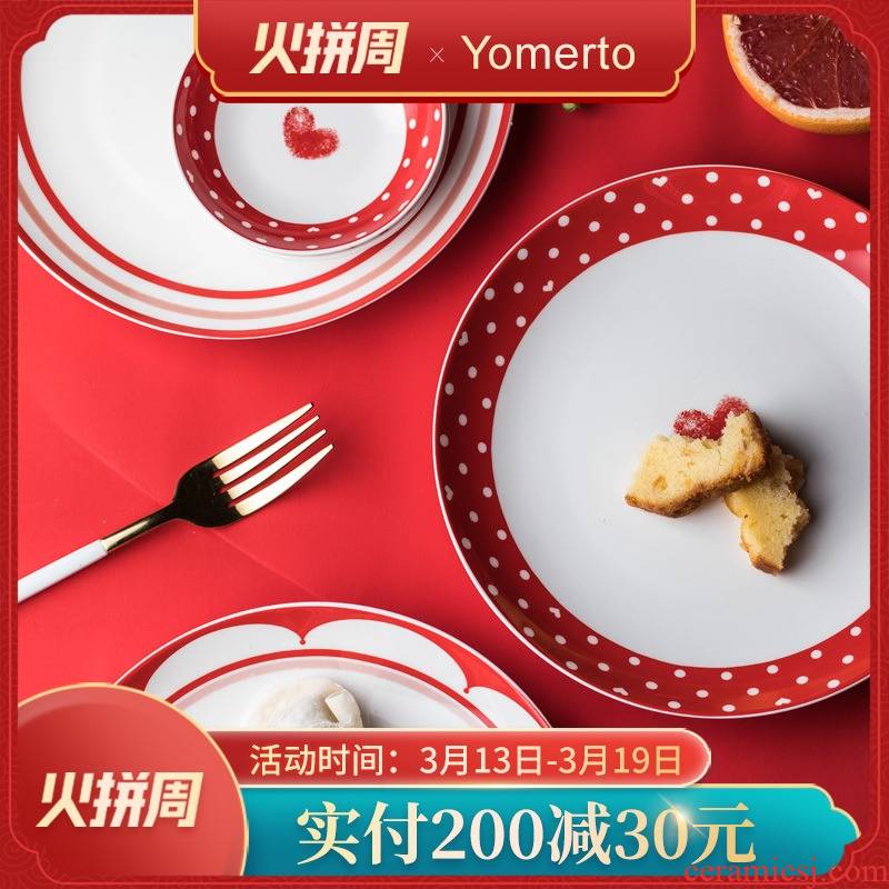 Yomerto plate beefsteak disc 0 home Mary the ipads porcelain ceramic tableware plate creative lovely dishes