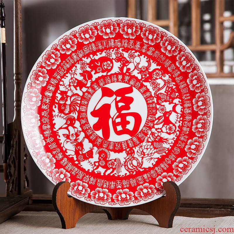 Jingdezhen ceramics furnishing articles household adornment hang dish wine festival arts and crafts of the sitting room porch decorate dish