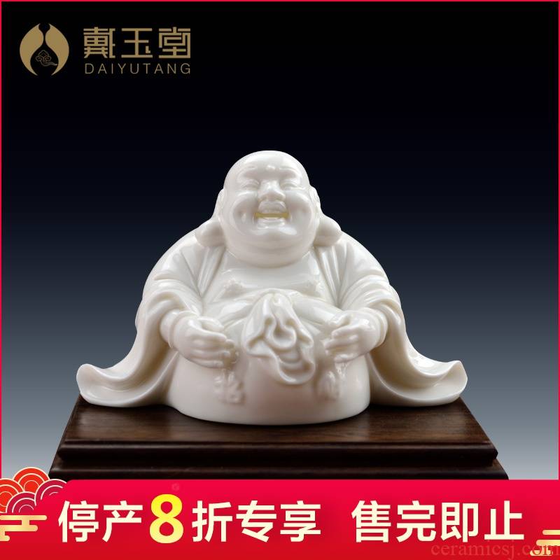 Dehua white porcelain production is pulled from the shelves 】 【 small figure of Buddha maitreya worship white marble porcelain smiling Buddha maitreya furnishing articles