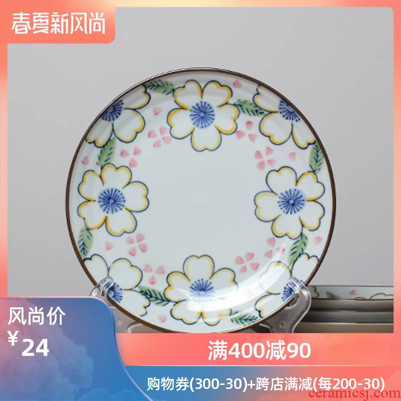 Hand - made Japanese and creative ceramic tableware western - style food dish dish dish dish dish dish dish home round ipads