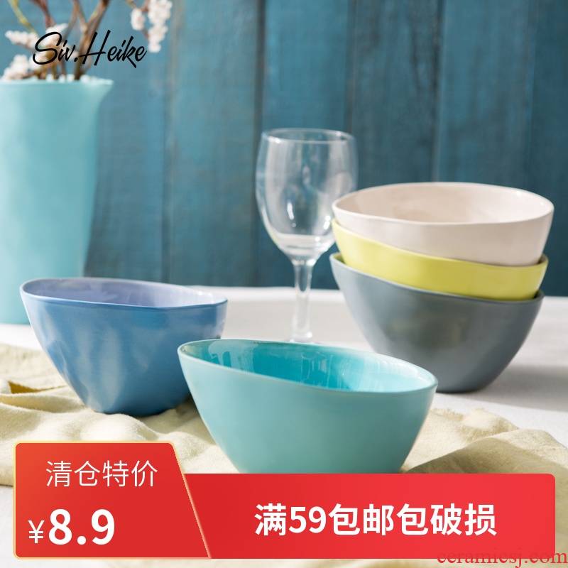 European Japanese ice crackle color creative household ceramic bowl of fruit salad bowl noodles dessert bowl west tableware