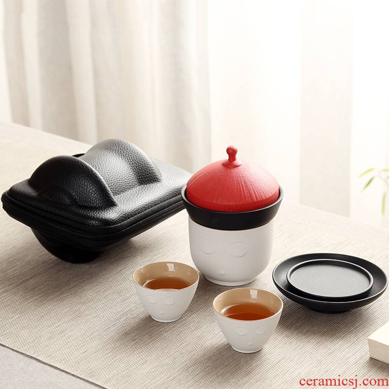 Zhuo imperial tea set a pot of two cups of crack glass ceramic kung fu tea set portable BaoHu outside your teapot