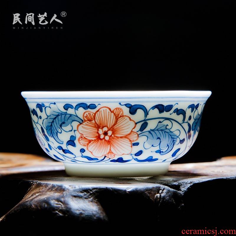 Jingdezhen ceramic hand - made small bowl kung fu tea bowl sample tea cup master cup personal cup single CPU