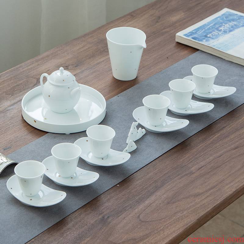 Zhuo royal kung fu tea set ceramic cup teapot tea cup mat ground tea accessories office home sitting room