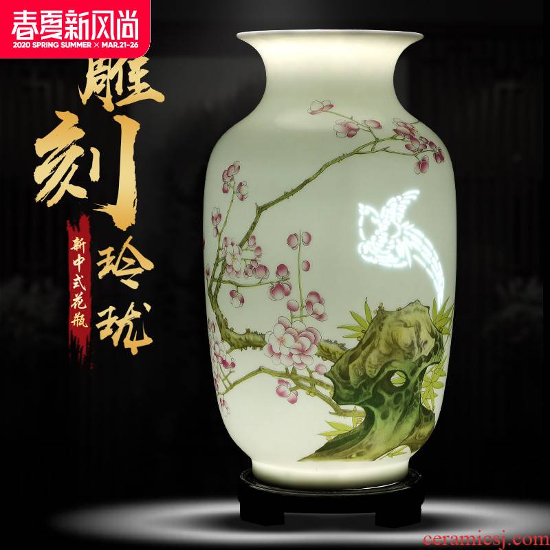 Exquisite knife clay porcelain jingdezhen ceramics vase furnishing articles sitting room flower arranging manual hand - made handicraft ornament