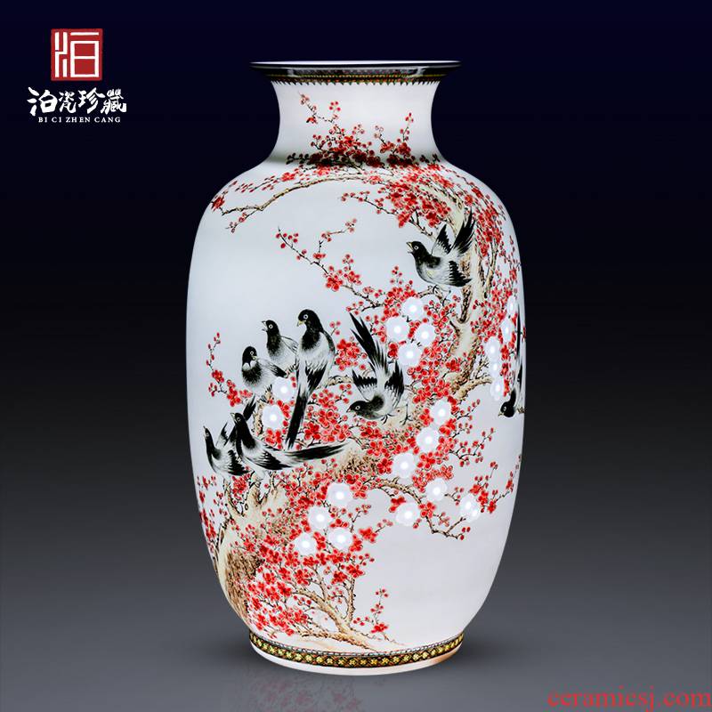 Jingdezhen ceramics hand carved new Chinese style household vase bedroom sitting room adornment is placed a wedding gift