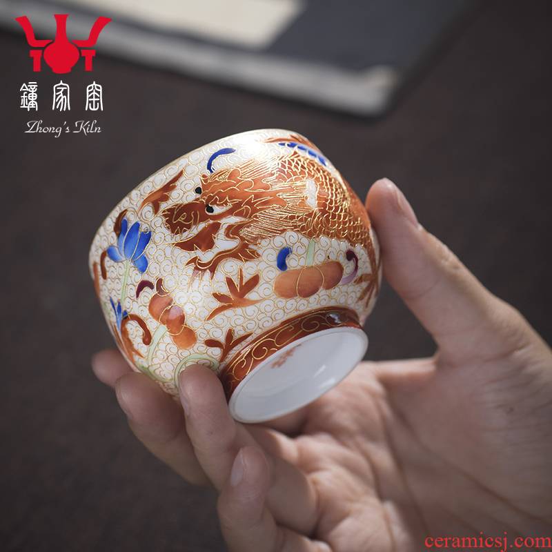 Clock at jingdezhen up enamel made pottery ceramic cup longfeng meditation master sample tea cup cup big cup single cup by hand