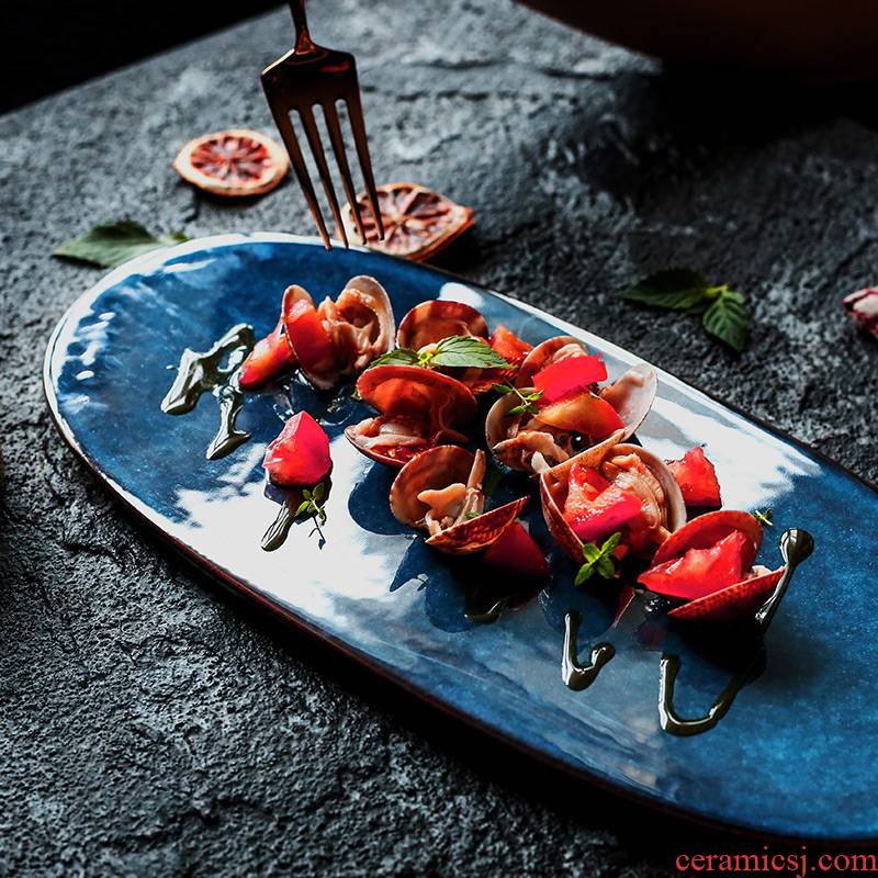 Tao soft creative European - style ceramics sushi sashimi snack plate plate plate plate plate elliptical home plate to move