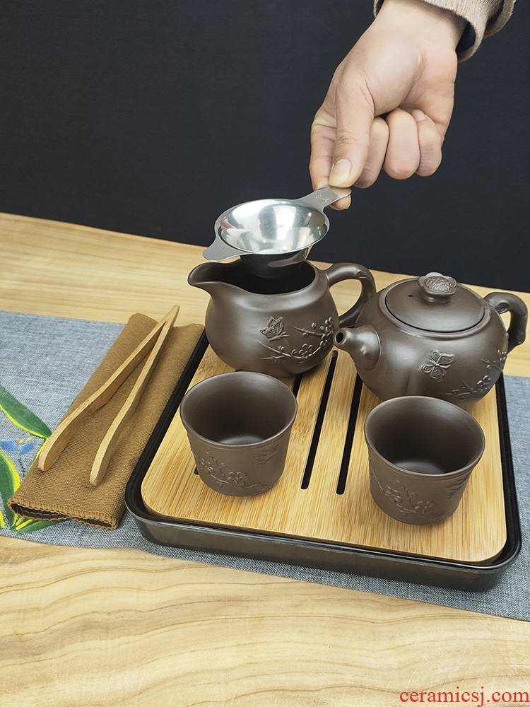 Purple sand tea set home little kung fu - teapot ceramic tea sets tea tray package bag portable