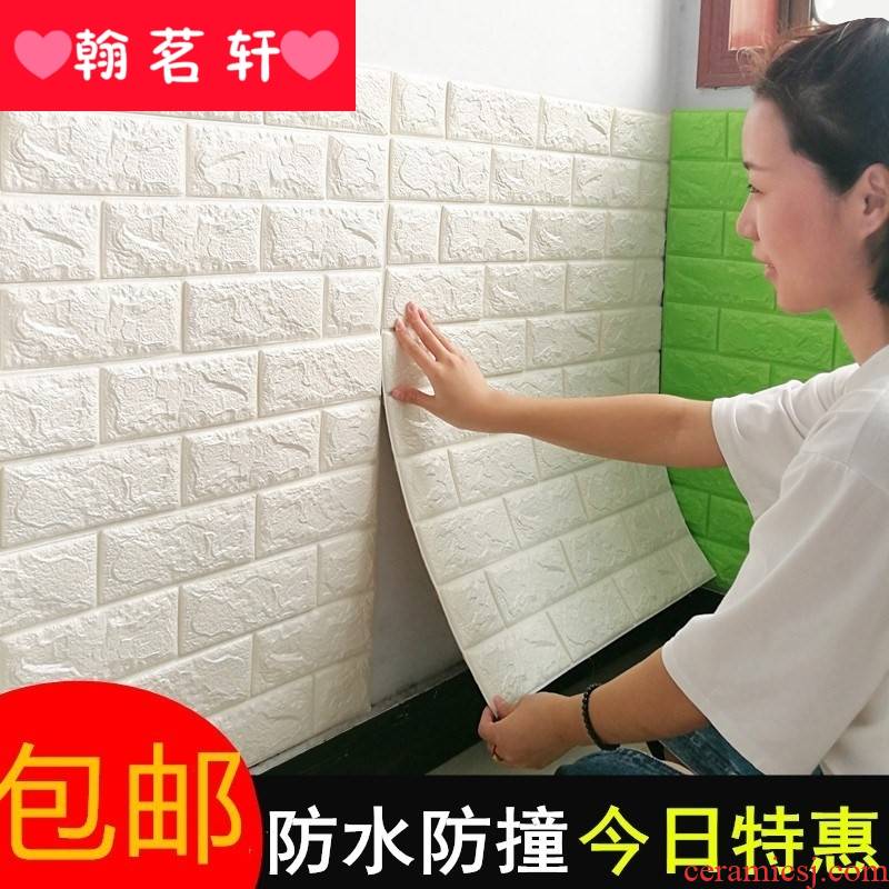 3 d grain brick wall stick kitchen oil waterproof self - adhesive paper dormitory balcony metope adornment imitation ceramic tile which wallpaper