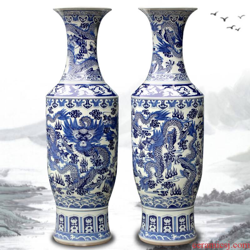 Hand by the French jingdezhen blue and white porcelain vase furnishing articles sitting room adornment company hotel opening gifts