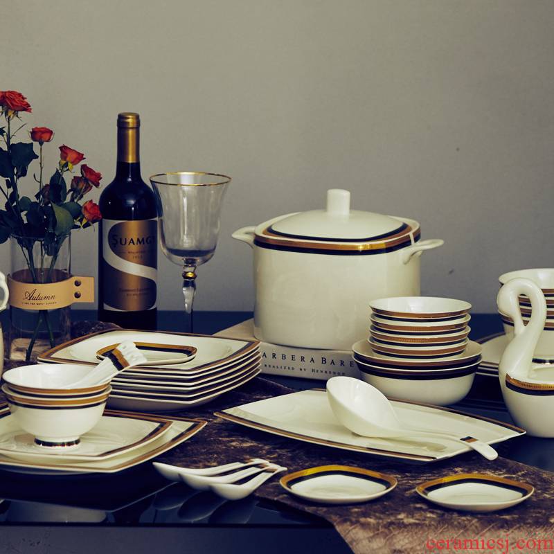 Eat dishes suit sets of bowls bowl dish home European contracted palace ipads porcelain of jingdezhen ceramics tableware