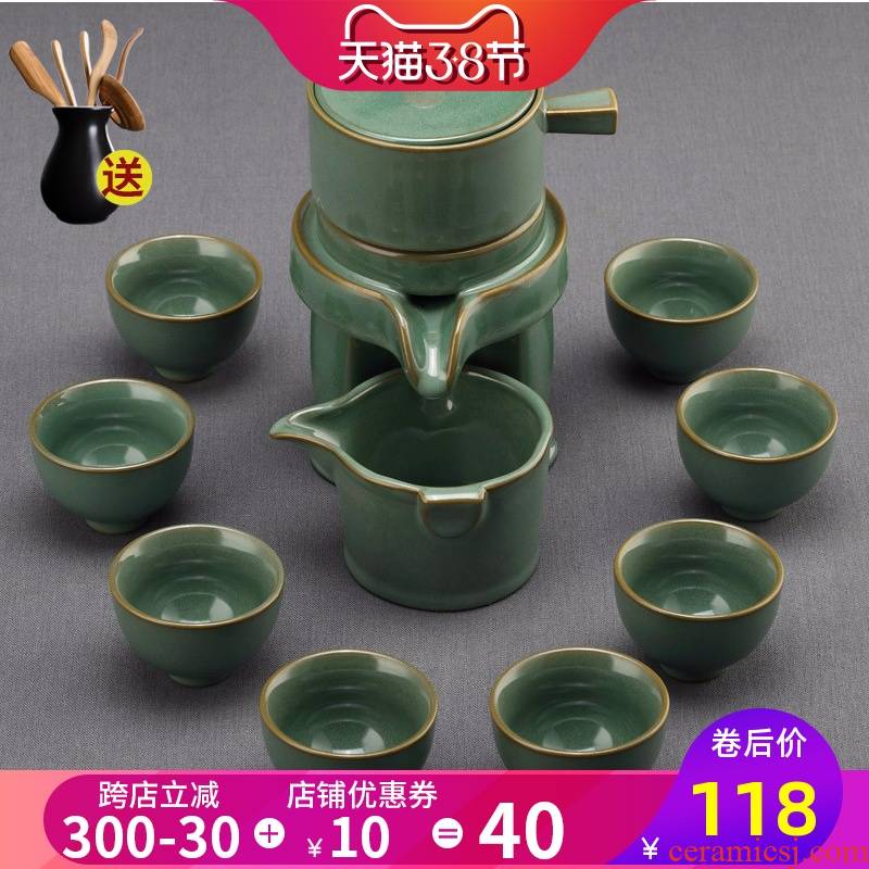 Simple ceramic all semi - automatic tea set new fortunes suit household fit a whole set of kung fu tea cups